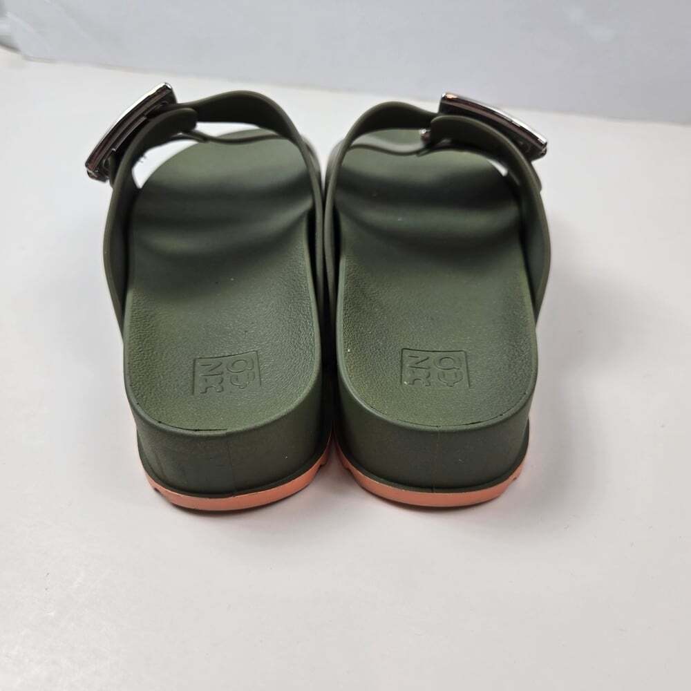 Green Slide Sandals with Silver Buckles - Picture 6 of 7